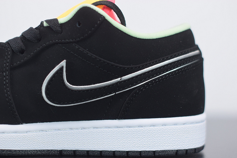 air jordan 1 low black aurora green laser orange ck3022-013