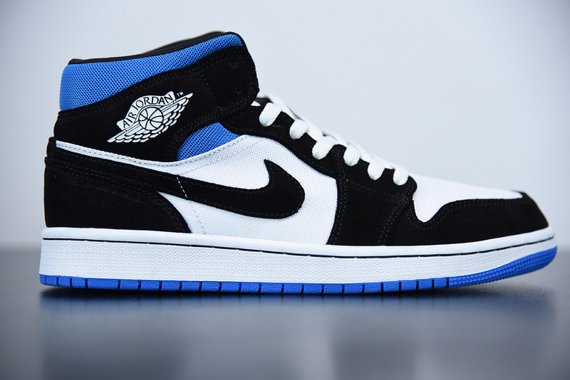 air jordan 1 mid wmns royal black white bq6472-102