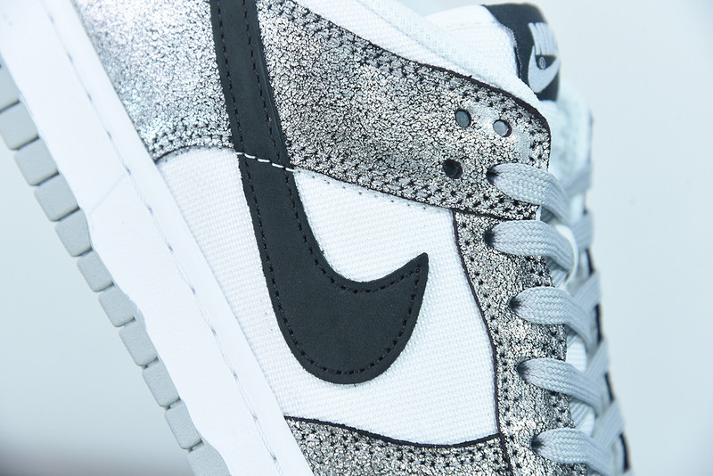 nike dunk low with silver cracked leather do5882-001